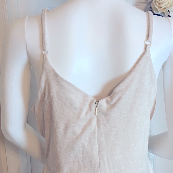 Faux Sued Dress with Adjustable Straps in Cream - Picture 3 of 7